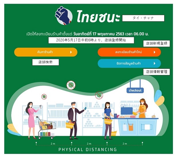 画像　「タイ・チャナ」公式ページ。店舗登録、店舗情報管理、登録店舗検索などが行える（タイ・チャナウェブサイトを基にジェトロ作成）