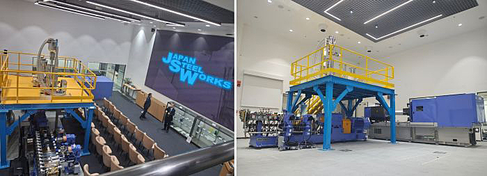 写真　施設内の様子〔ジェトロ撮影（左）、JSW-India提供（右）〕
