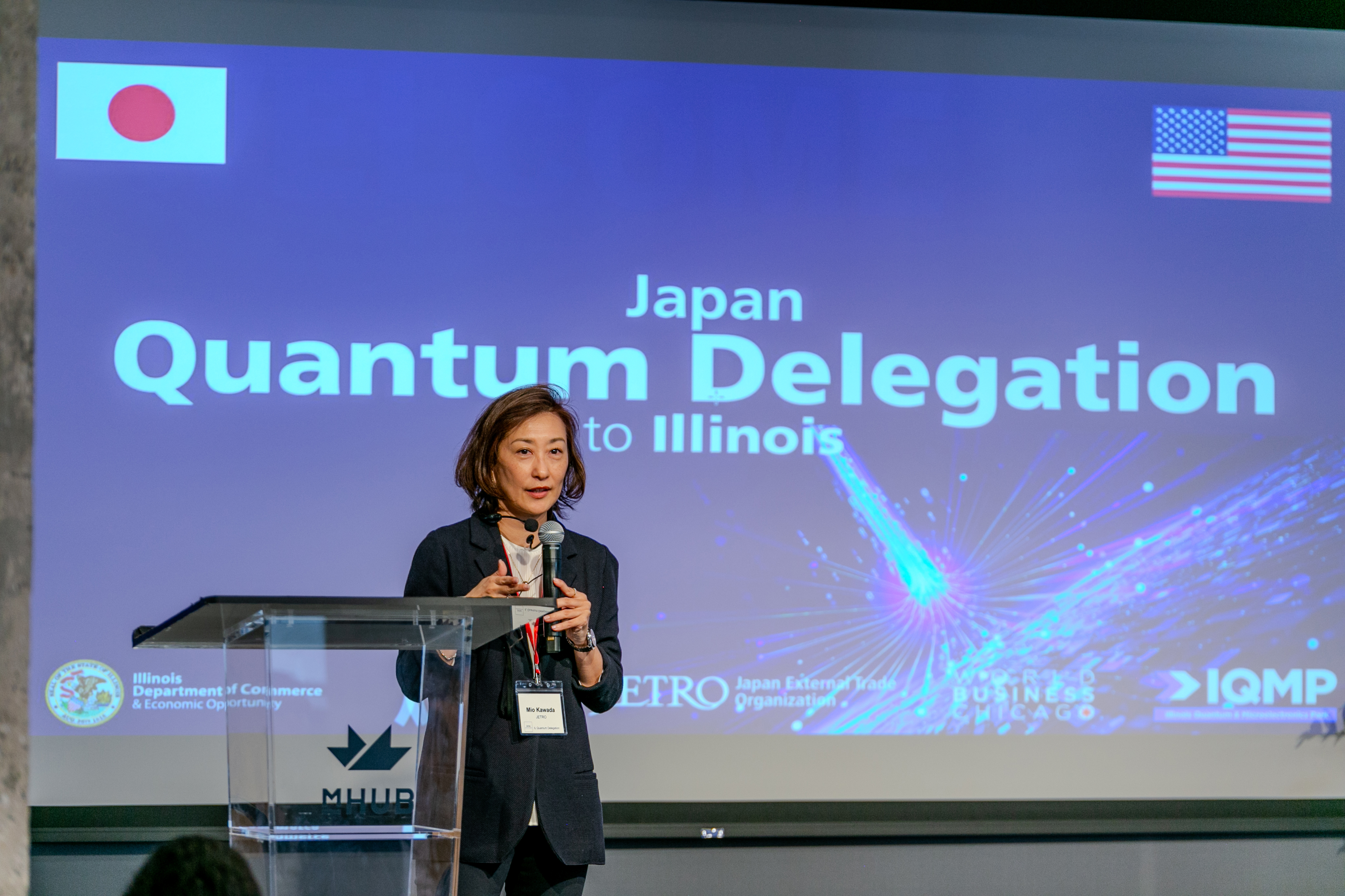 JETRO EVP Kawada speaking at event