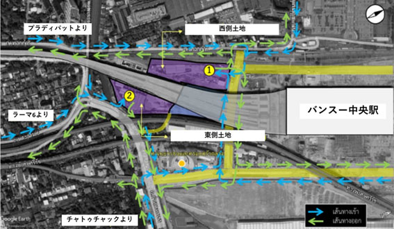 「ゾーンA」 は、バンスー中央駅の南側に隣接した約32ライの土地で、官民連携(Public Private Partnership:PPP )のもと、商業的に開発される最初のエリアである。「ゾーンA」全体は駅構内から徒歩で移動できる距離にあり、同駅利用者の利便性を大きく高めると期待され、国内外の観光客に加え、周辺で働くビジネスパーソン向けのサービス提供といった面でもビジネスチャンスが秘められている。