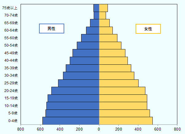 フィリピンの人口ピラミッドは綺麗な富士山型。若者が多く、国民の平均年齢は２３．７歳だ。 