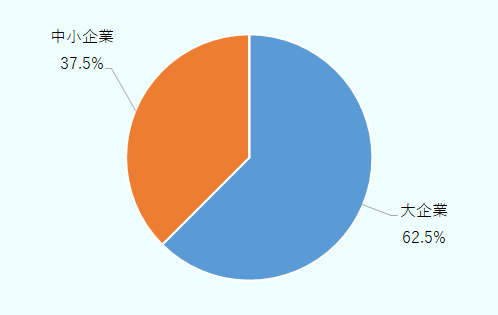 大企業が62.5%、中小企業37.5%