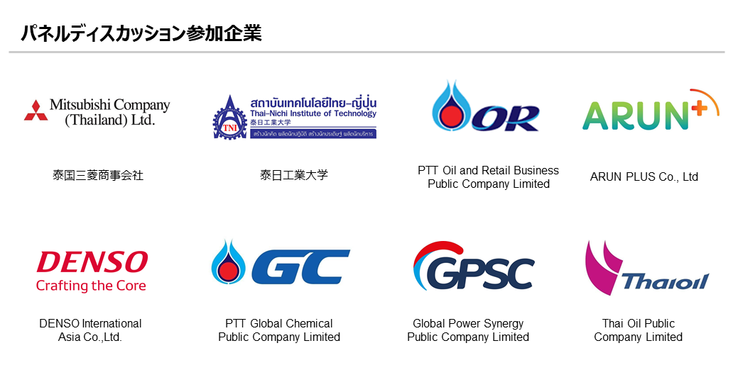 Mitsubishi Company Ltd, Thai-Nichi Institute of Technology, PTT Oil and Retail Business Public Company Limited ARUN Plus Co., Ltd., DENSO INTERNATIONAL ASIA CO., LTD., PTT Global Chemical Public Company Limited, Global power synergy public company limited, Thai Oil Public Company Limited,