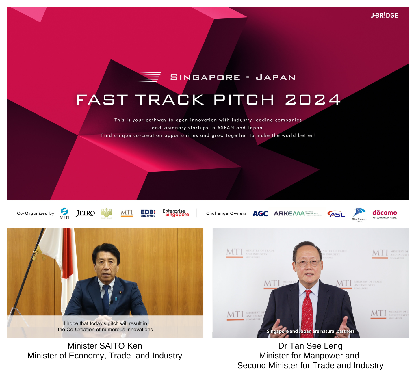Mr. SAITO Ken, Minister of Economy, Trade and Industry of Japan, and Dr Tan See Leng, Minister for Manpower and Second Minister for Trade and Industry of Singapore