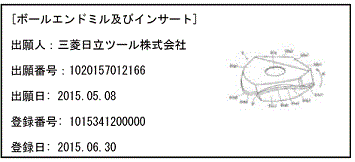 ボールエンドミル及びインサートの出願記録