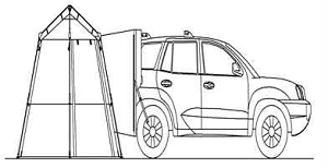 車に連結して設置するテント