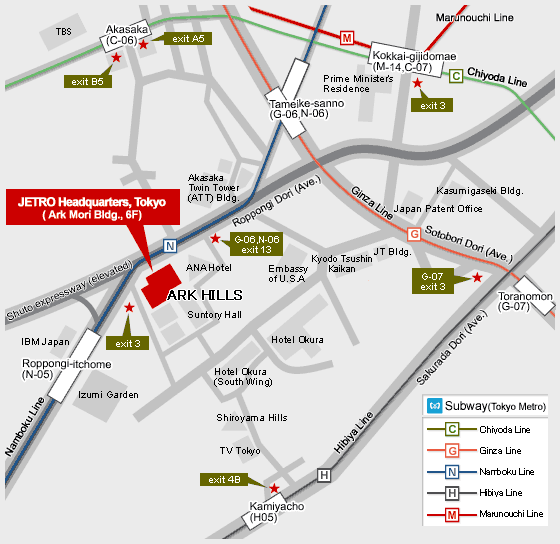 JETRO tokyo map