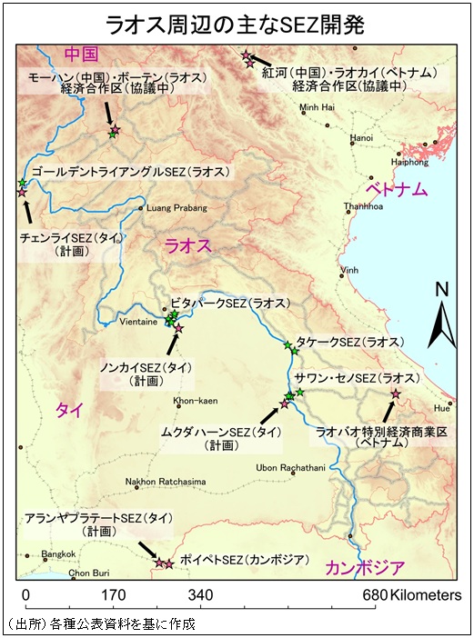 ラオス周辺の主なSEZ開発