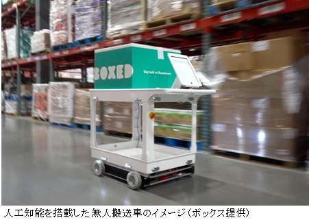 写真　人工知能を搭載した無人搬送車のイメージ（ボックス提供）