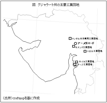 図　グジャラート州の主要工業団地