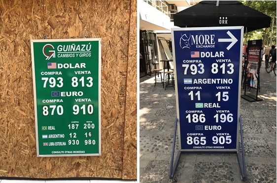 写真　サンティアゴ・ラスコンデス地区の両替所でも11月14日が安値のピークとなった（ジェトロ撮影）