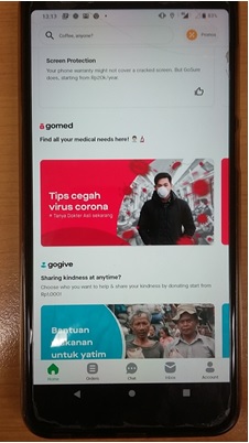 写真　Gojekの新型コロナウイルス対策サービスの画面（ジェトロ撮影）