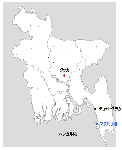 地図　ベンガル湾からマタバリ港にアクセスできることで大幅な輸送効率の改善が期待される（ジェトロ作成）