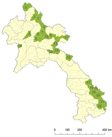 画像　地図：投資地区（第1地区：緑色、第2地区：黄色）。第1地区に分類される1〜23の郡名については添付資料の付属書2参照（ジェトロ作成）