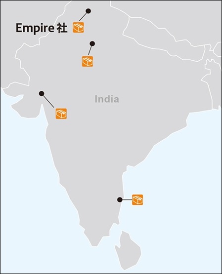 図　王子HDによる段ボール製造拠点ネットワーク（インド国内）（王子HD提供）