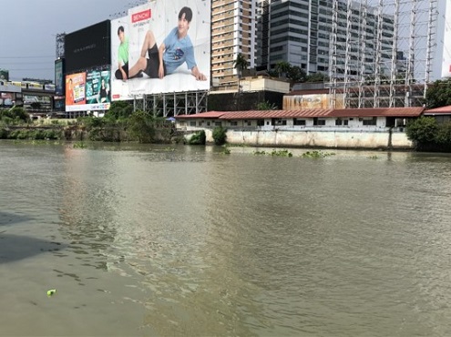 写真　マニラ首都圏を流れるパッシグ川。水は濁っており、悪臭が漂っている（ジェトロ撮影）