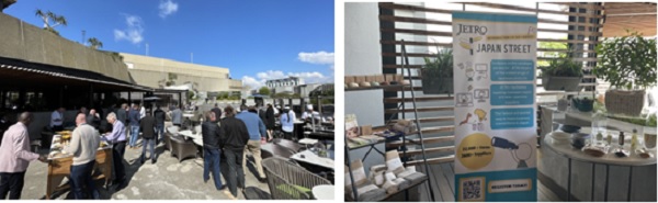 写真　ホテル支配人対象のフォーラムの様子（左）とフォーラムでのサンプル展示（右）（ジェトロ撮影）