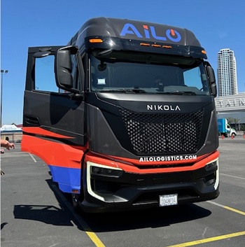 写真　ニコラのアイロ向け仕様のFCクラス8トラック（ジェトロ撮影）