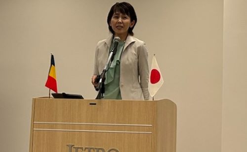 写真　日立製作所デジタルエンジニアリング・ビジネスユニットの後藤恵美シニアディレクター（ジェトロ撮影）