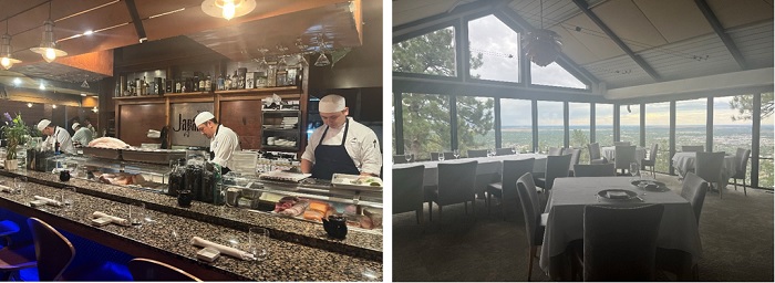 写真　今回視察したボルダー市内のレストラン、ジャパンゴ（Japango、左写真）とフラッグスタッフハウス（Flagstaff House、右写真）の様子（ジェトロ撮影）