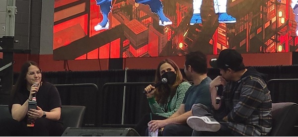 写真　「鬼滅の刃」出演声優によるパネルディスカッションの様子（ジェトロ撮影）