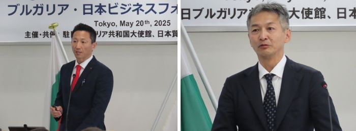 写真　ブルガリアにおける日系企業の成功例を語る矢崎総業・岩田氏（左）、東芝エネルギーシステムズ・高橋氏（右）（ともにジェトロ撮影）