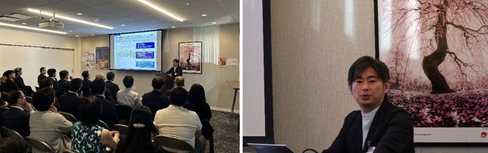 写真　ニューイングランド日系企業懇話会での講演の様子（ジェトロ撮影）