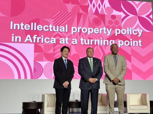 写真　セミナー登壇者の左から、齋藤健児ジェトロ知的資産部長、アズミーEGIPA長官、ボラーCIPC長官（ジェトロ撮影）