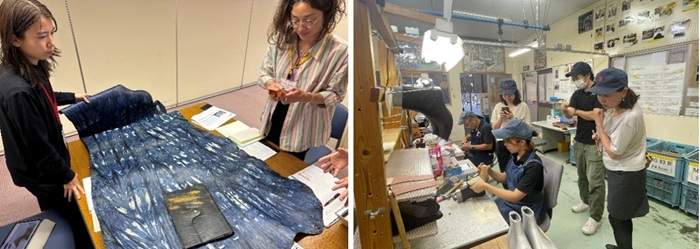 写真　（左）商談の様子、（右）産地視察の様子（ともにジェトロ撮影）