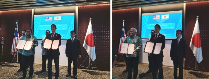写真　ジェトロと、MIDA（左）およびMATRADE（右）によるMOC交換（ジェトロ撮影）