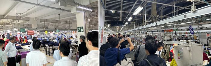 写真　現地の縫製工場を視察する視察ミッション（ジェトロ撮影）