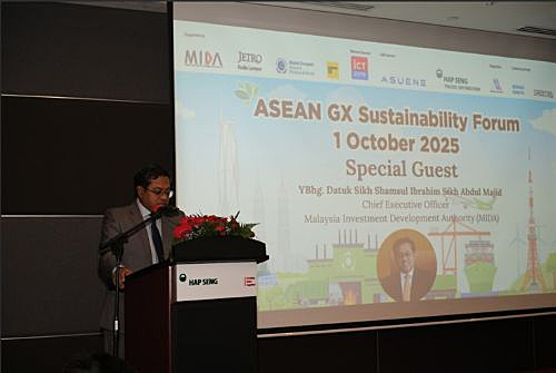 写真　シク・シャムスル・イブラヒムCEOの基調講演（主催者提供）