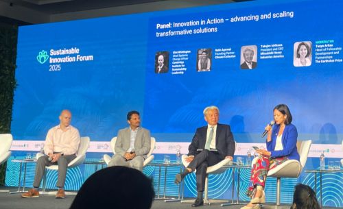 写真　持続可能なイノベーションフォーラム2025に登壇した米国三菱重工業の石川氏（中央右、ジェトロ撮影）