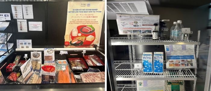 写真　商材の展示。冷凍品（左）と冷蔵品（右）（ジェトロ撮影）