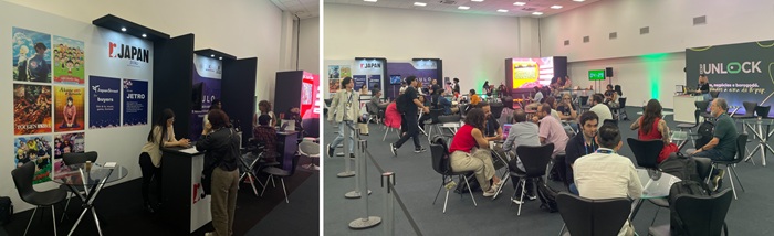 写真　ジェトロブース（左）、CCXP UNLOCK2025の商談エリア（右）（ともにジェトロ撮影）