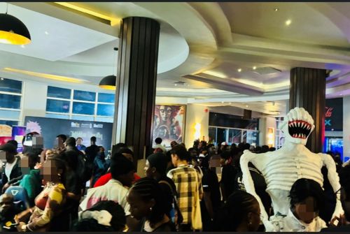 写真　映画鑑賞終了直後の会場にはコスプレーヤーの姿も見られた（ジェトロ撮影）