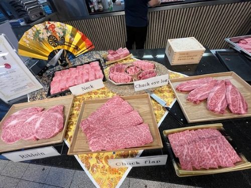 写真　和牛とコメの展示（ジェトロ撮影）