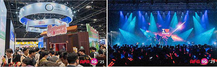 写真　（左）会場の様子、（右）コンサートステージの様子（ともに主催者提供）