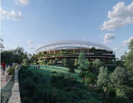 写真　新競技場の完成イメージ（梓設計提供）