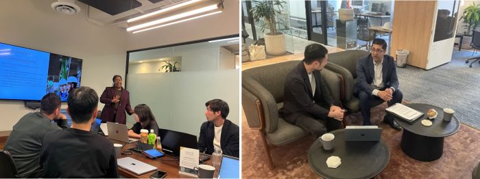 写真　現地でメンターによるレクチャーを受ける様子（ともにジェトロ撮影）