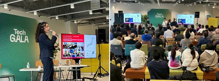 写真　登壇するリーン氏（左）、パネルディスカッションの様子（右）（ともにジェトロ撮影）