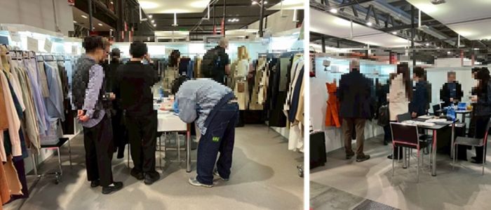 写真　初出展企業を含むジャパンブースに多くのバイヤーが来場（ともにジェトロ撮影）