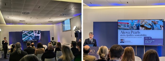 写真　日本産アコヤ真珠のセミナー会場風景（ともにジェトロ撮影）