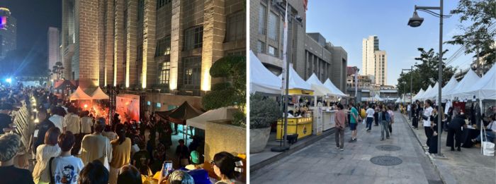 写真　ショーケースライブ（左）と会場（右）の様子（ともにジェトロ撮影）