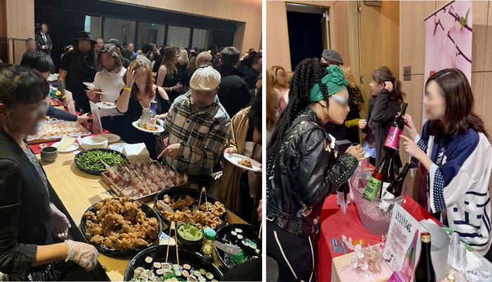 写真　日本食材プロモーションの様子（左）、日本酒プロモーションの様子（右）（ともにジェトロ撮影）