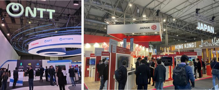 写真　MWC内のNTTパビリオンやジャパンパビリオンの様子（ジェトロ撮影）