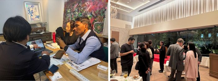 写真　個別面談・交流会の様子（ともにジェトロ撮影）