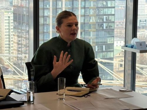 写真　ウクライナ投資庁のフリストゥン長官（ジェトロ撮影）