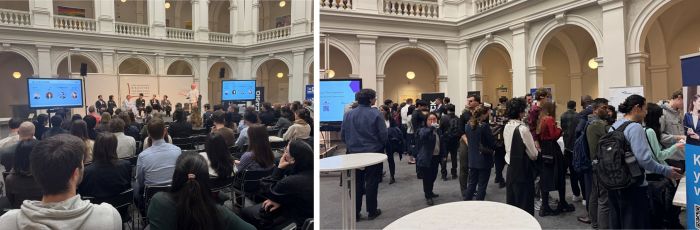 写真　日系企業5社への質疑応答の様子（左）とネットワーキングの様子（右）（ともにジェトロ撮影）