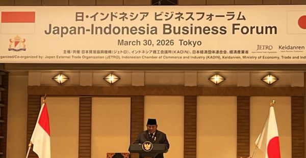 写真　講演するプラボウォ・スビアント大統領の様子（ジェトロ撮影）